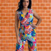 Printed Slvless Ity Knit Wrap Jumpsuit