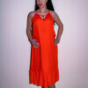 Solid T/R Dress W/Beads & Tassal Necklace