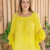 Vibrant Yellow Ruffle Sleeve Top