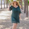 Forest Green Lace-Trim Tassel Dress