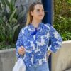 Blossom Breeze: Blue & White Floral Ruffle Top