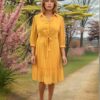 Sunshine Elegance: Mustard Yellow Midi Dress