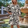 Elegant Tropical Leaf Print Dress – Perfect for Summer Getaways