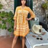 Bohemian Bliss: Vibrant Yellow Geometric Print Dress