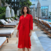 Elegant Red Midi Dress for Summer