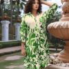 Elegant Green Floral Print Dress