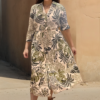 Elegant Tropical Print Midi Dress