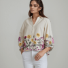 Floral Embroidered Button-Up Blouse