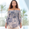 Off-Shoulder Bohemian Print Blouse