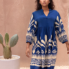 Bohemian Blue and White Midi Dress