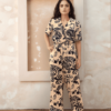 Elegant Beige and Black Floral Print Co-ord Set